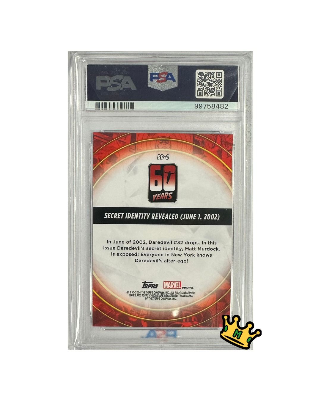 2024 TOPPS Chrome Marvel SCRT IDNTTY Revealed DAREDEVIL 60th Annivers #DD8 PSA 10 (EN)
