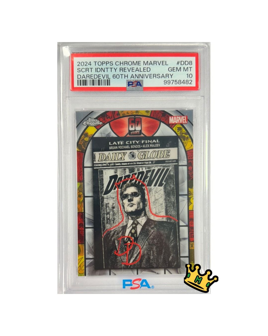 2024 TOPPS Chrome Marvel SCRT IDNTTY Revealed DAREDEVIL 60th Annivers #DD8 PSA 10 (EN)