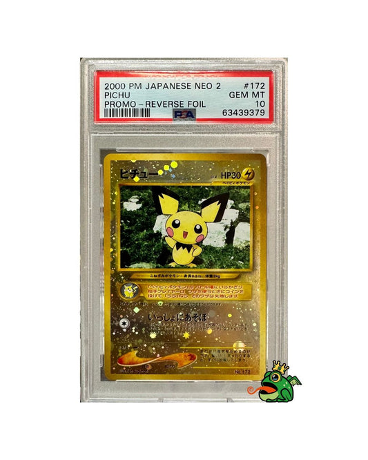 2000 PM JAPANESE NEO 2 #172 PICHU PROMO-REVERSE FOIL PSA 10