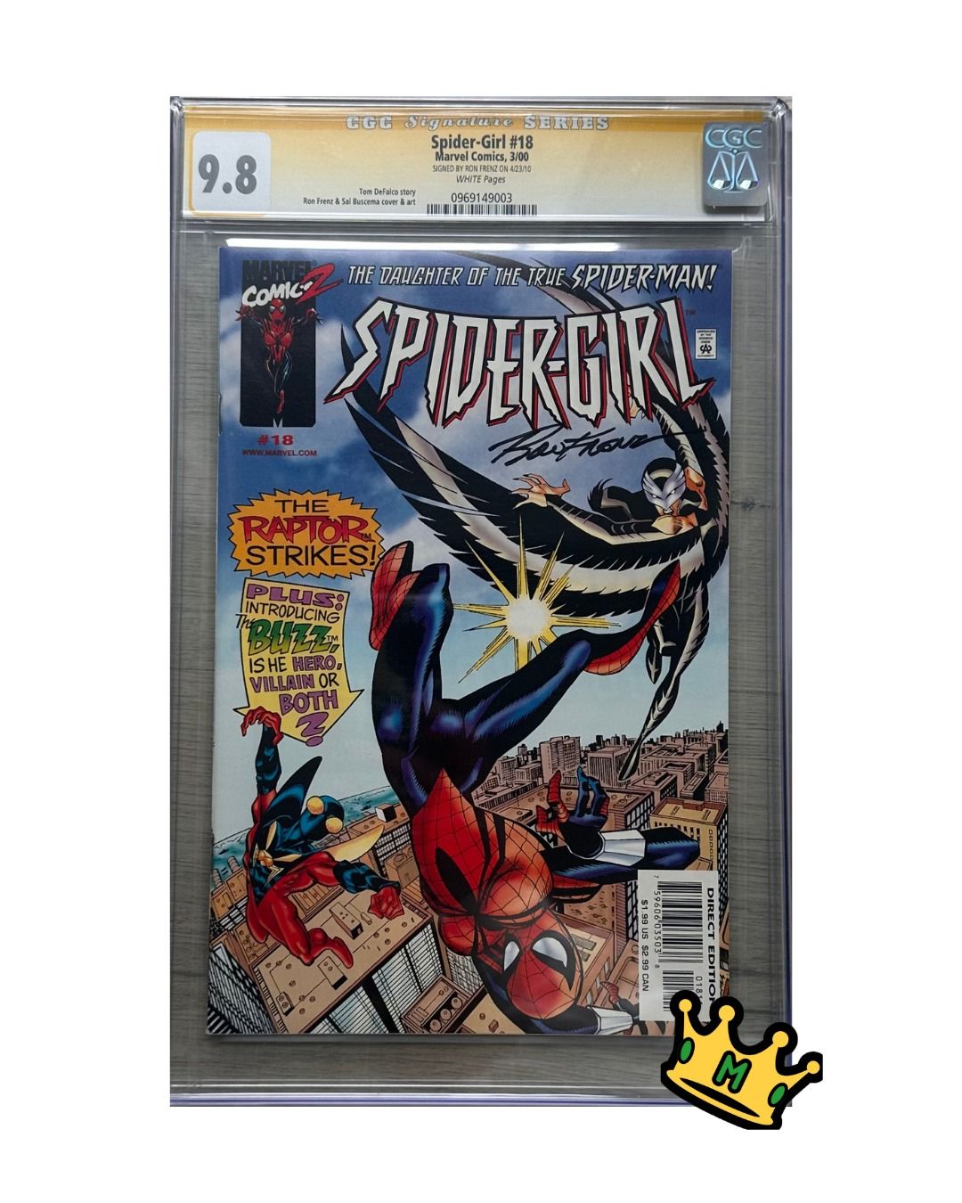 Spider-Girl #18, Marvel Comics, 3/00 (CGC) SIGNED RON FRENZ