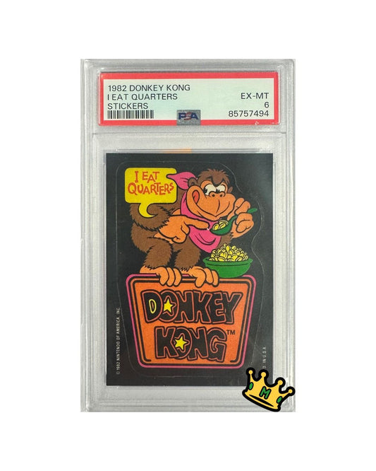 1982 DONKEY KONG EAT QUARTERS STICKERS PSA 6