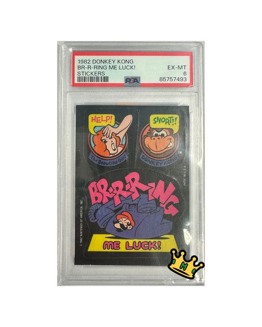 1982 DONKEY KONG BR-R-RING ME LUCK! STICKERS PSA 6