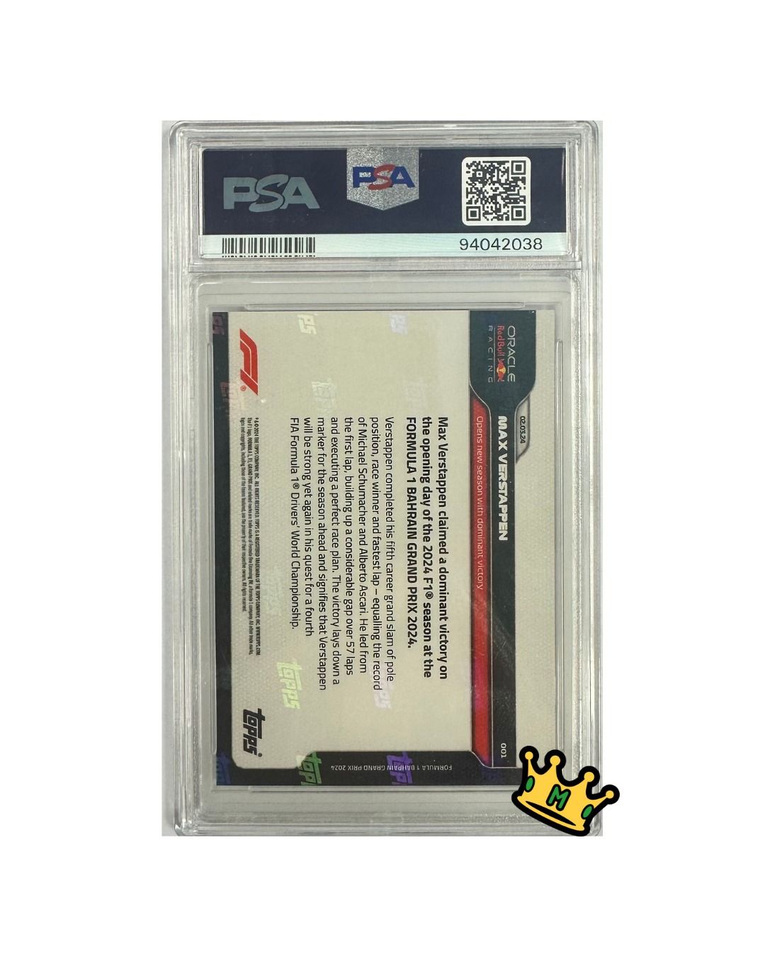 2024 TOPPS NOW FORMULA 1 MAX VERSTAPPEN RED #1 PSA 10
