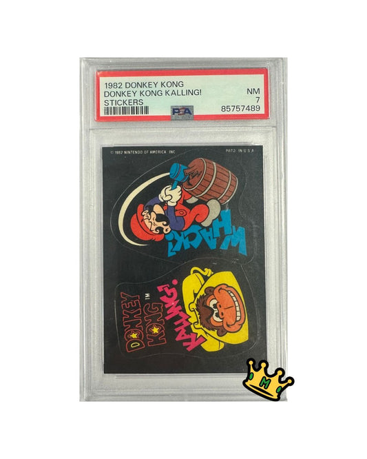 1982 DONKEY KONG DONKEY KONG KALLING! STICKERS PSA 7