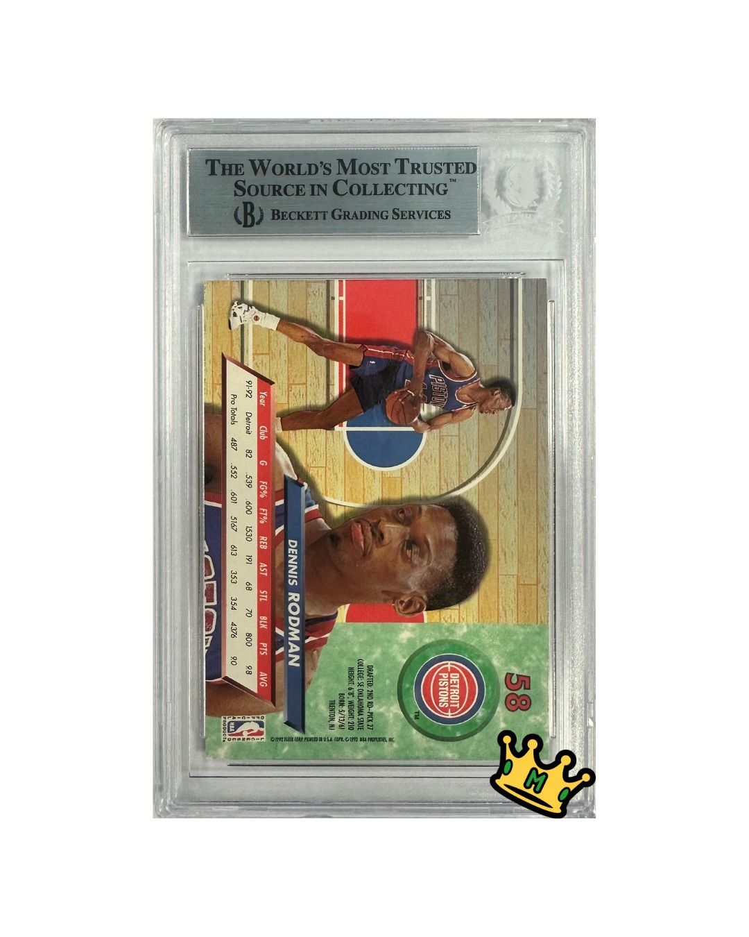 1992-93 ULTRA #58 DENNIS RODMAN AUTHENTIC AUTOGRAPH (BECKETT)