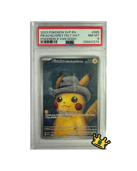 2023 POKEMON SVP EN-SV BLACK STAR PROMO #085 PIKACHU/GREY FELT HAT POKEMON X VAN GOGH PSA 8