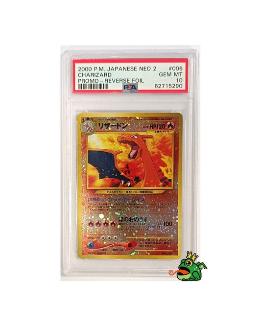 2000 PM JAPANESE NEO 2 CHARIZARD #006 PROMO REVERSE FOIL PSA 10