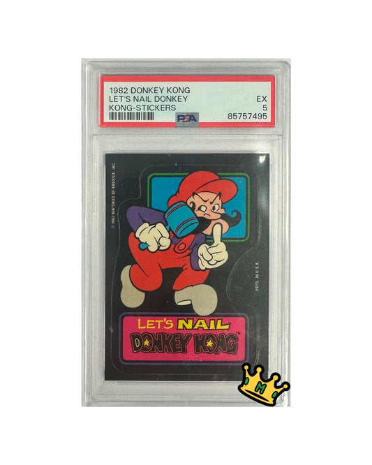 1982 DONKEY KONG LET'S NAIL DONKEY KONG-STICKERS PSA 5